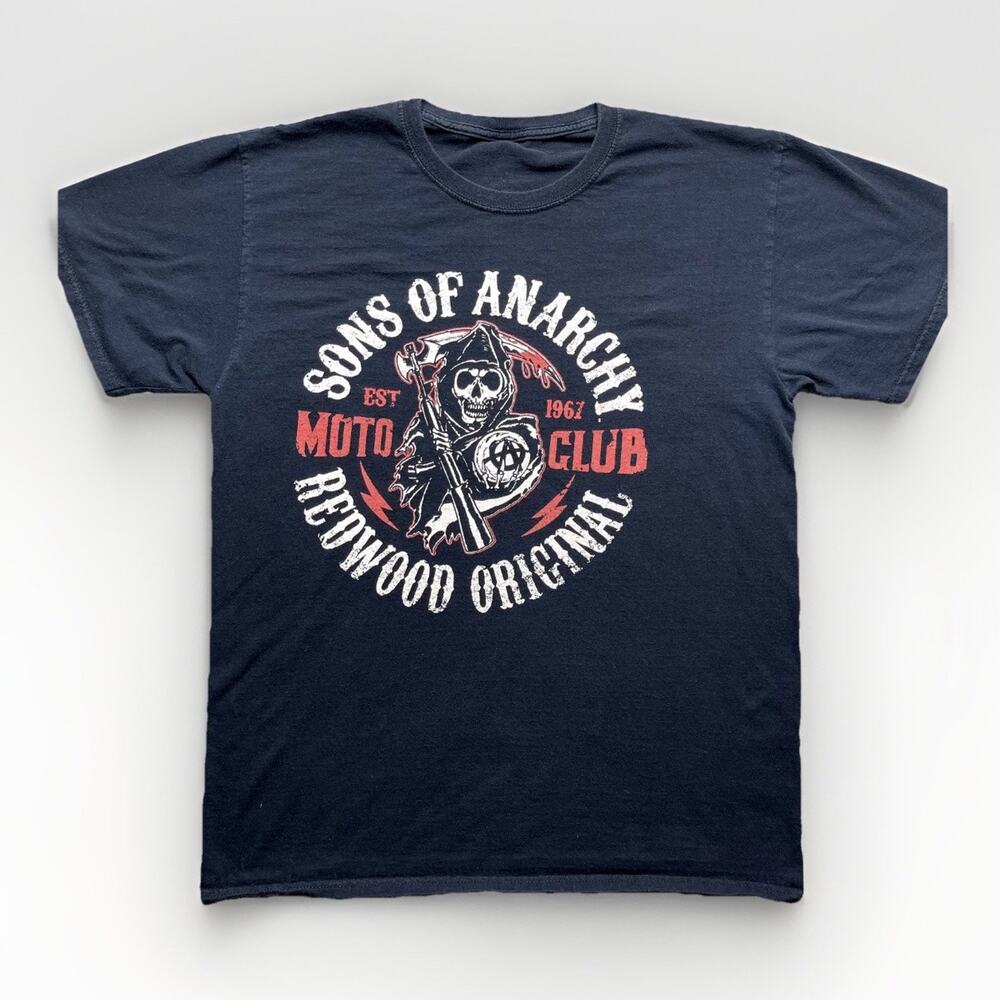 Sons Of Anarchy Shirt Mens Size Medium SAMCRO Biker Moto Club Reaper Redwood